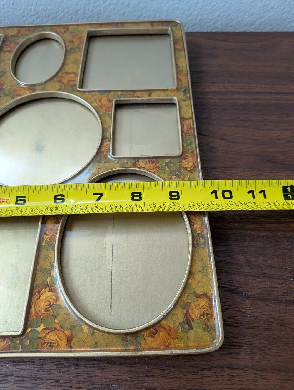 Vtg Bucklers Inc Fifth Ave NY Large Collage 8 Picture Frame Floral Enamel Yellow